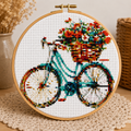 Vintage Floral Bicycle Cross Stitch Kit