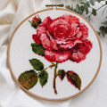 Red Rose Cross Stitch Kit – DIY Embroidery Kit