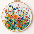 Modern Wildflower Meadow Cross Stitch Kit – Colorful Floral Design
