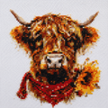 Cross Stitch Kit  – Highland Cow with Red Bandana