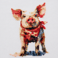 Cross Stitch Kit – Piglet with Red Bandana