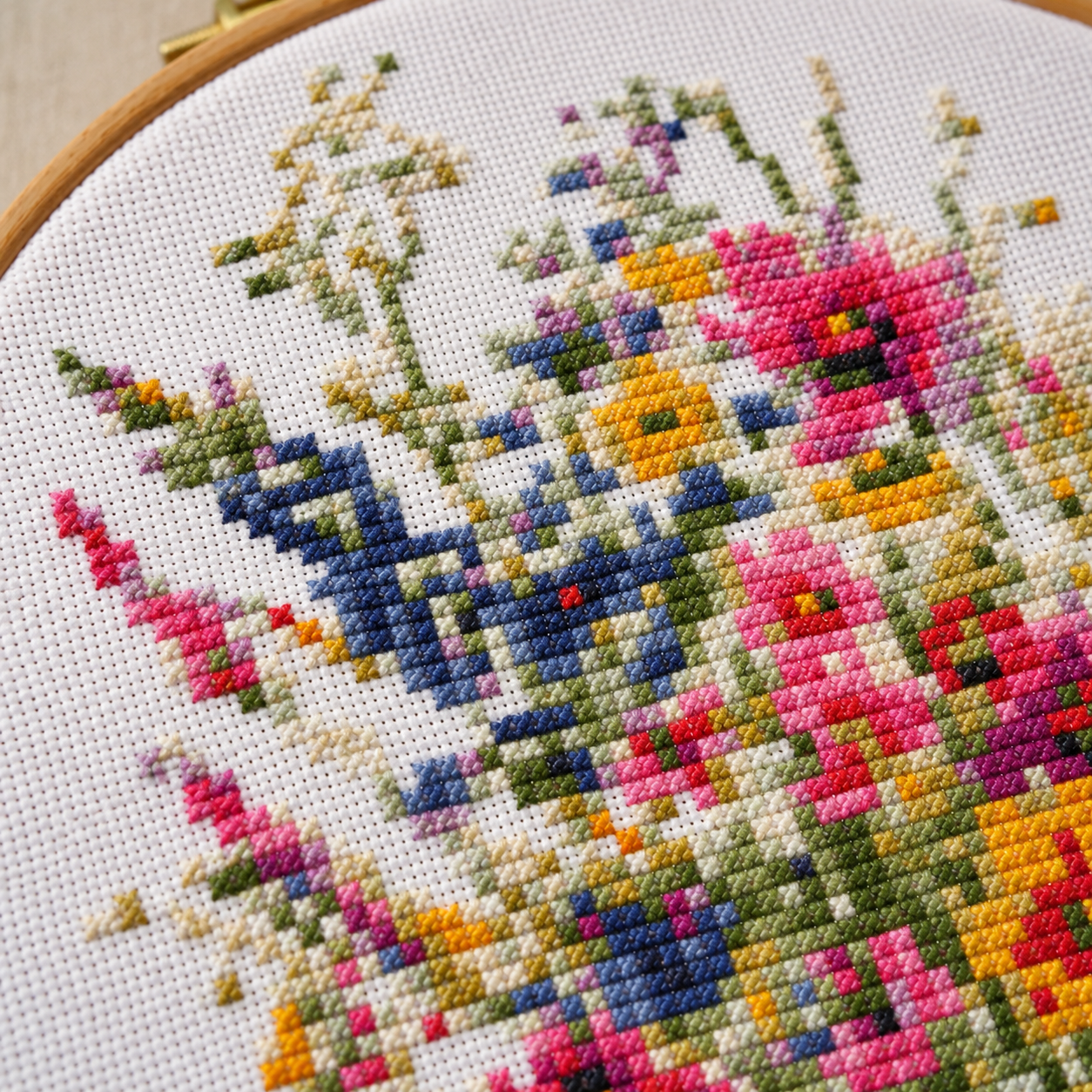 Colorful Floral Bouquet Cross Stitch Kit