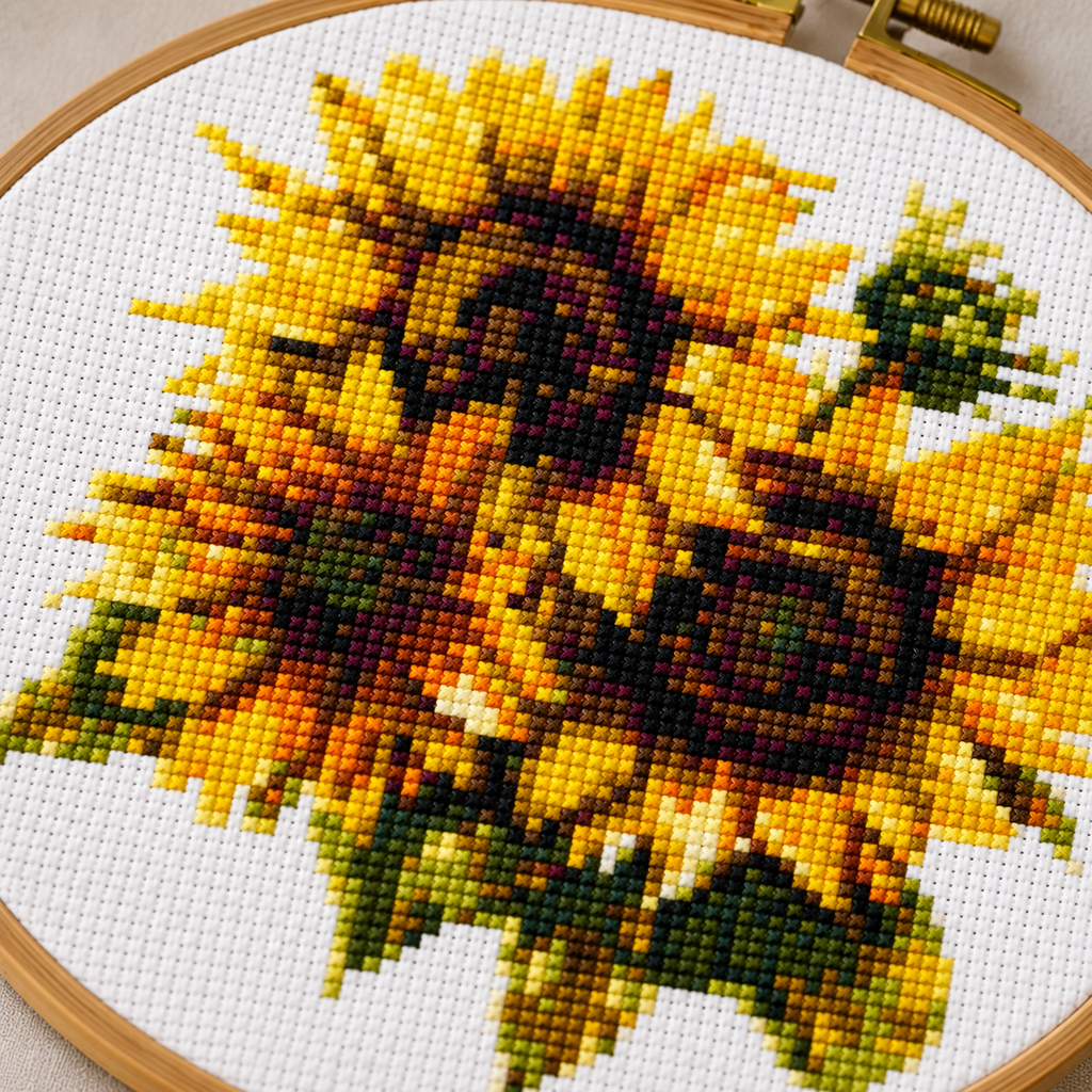 Sunflower Bouquet Cross Stitch Kit – DIY Embroidery Kit
