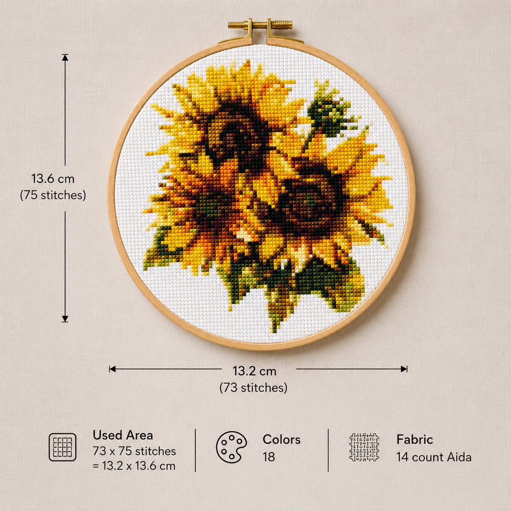 Sunflower Bouquet Cross Stitch Kit – DIY Embroidery Kit