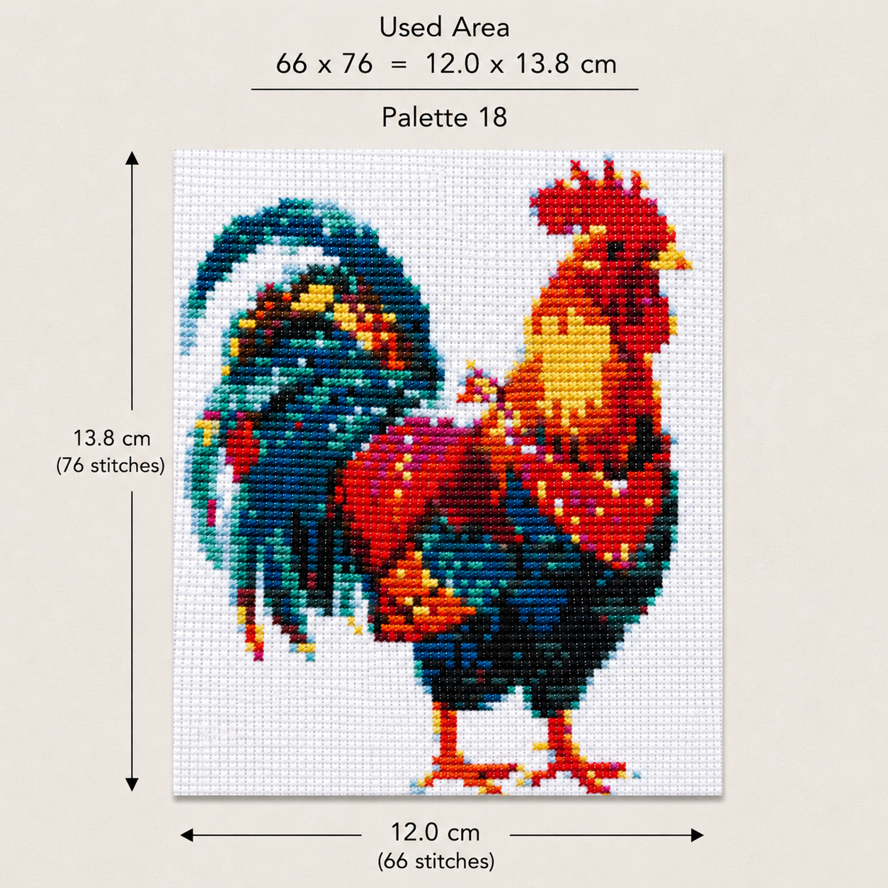 Cross Stitch Kit  – Colorful Farm Rooster
