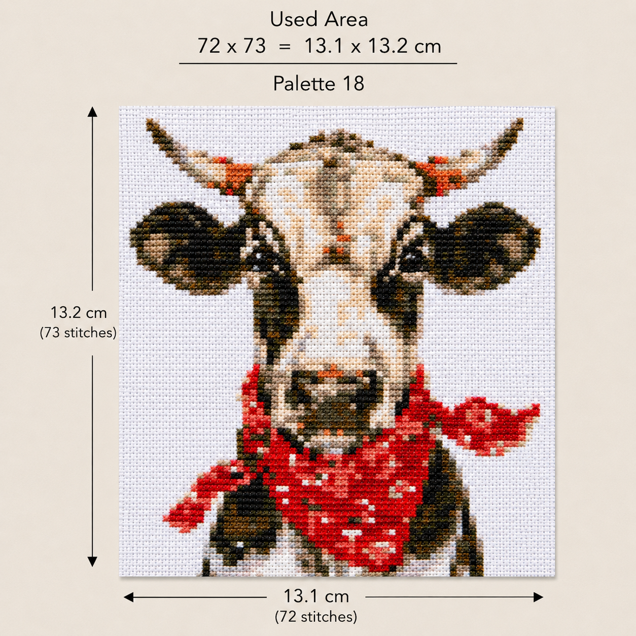 Cross Stitch Kit #1020 – Cow with Red Bandana