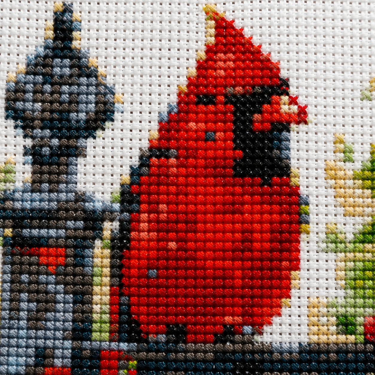 Cross Stitch Kit  – Cardinal at the Garden Gate