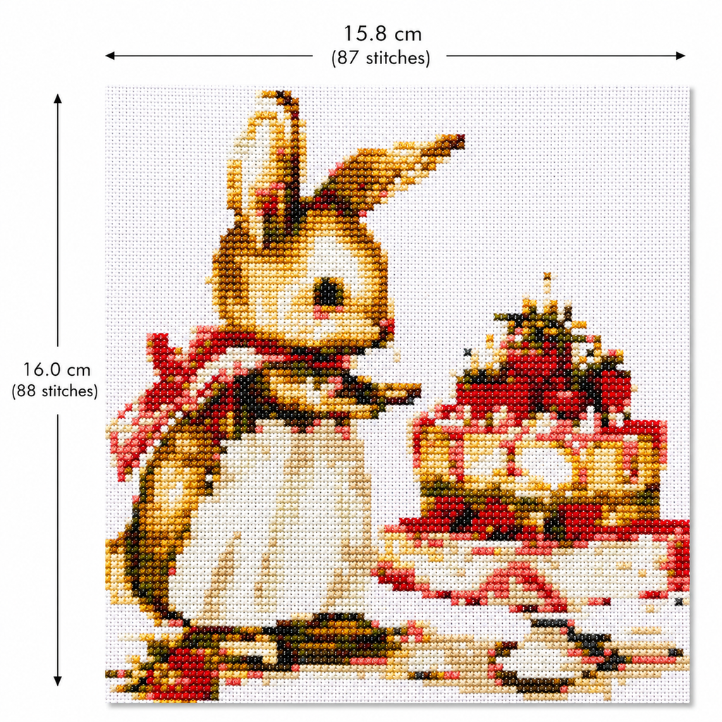 Cross Stitch Kit  – Bunny and Strawberry Cake