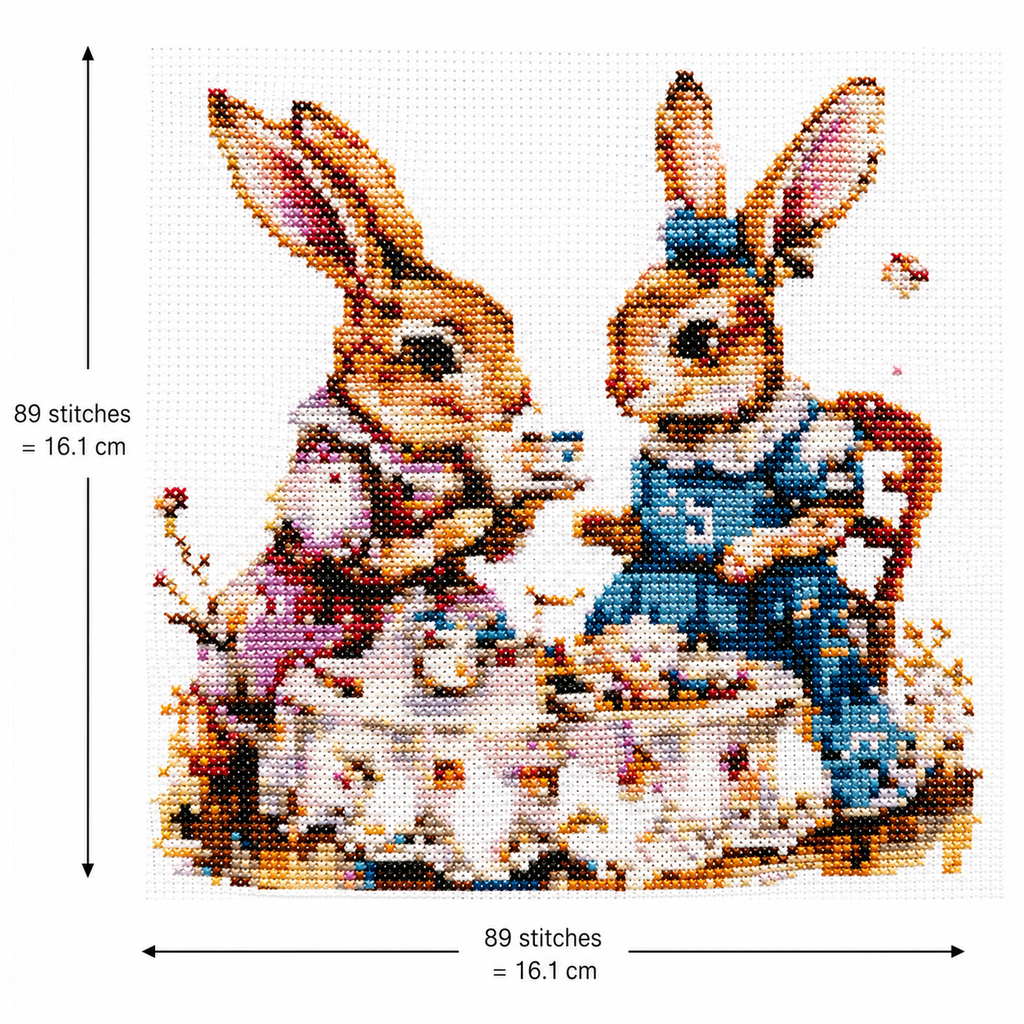 Cross Stitch Kit  – Bunny Tea Party