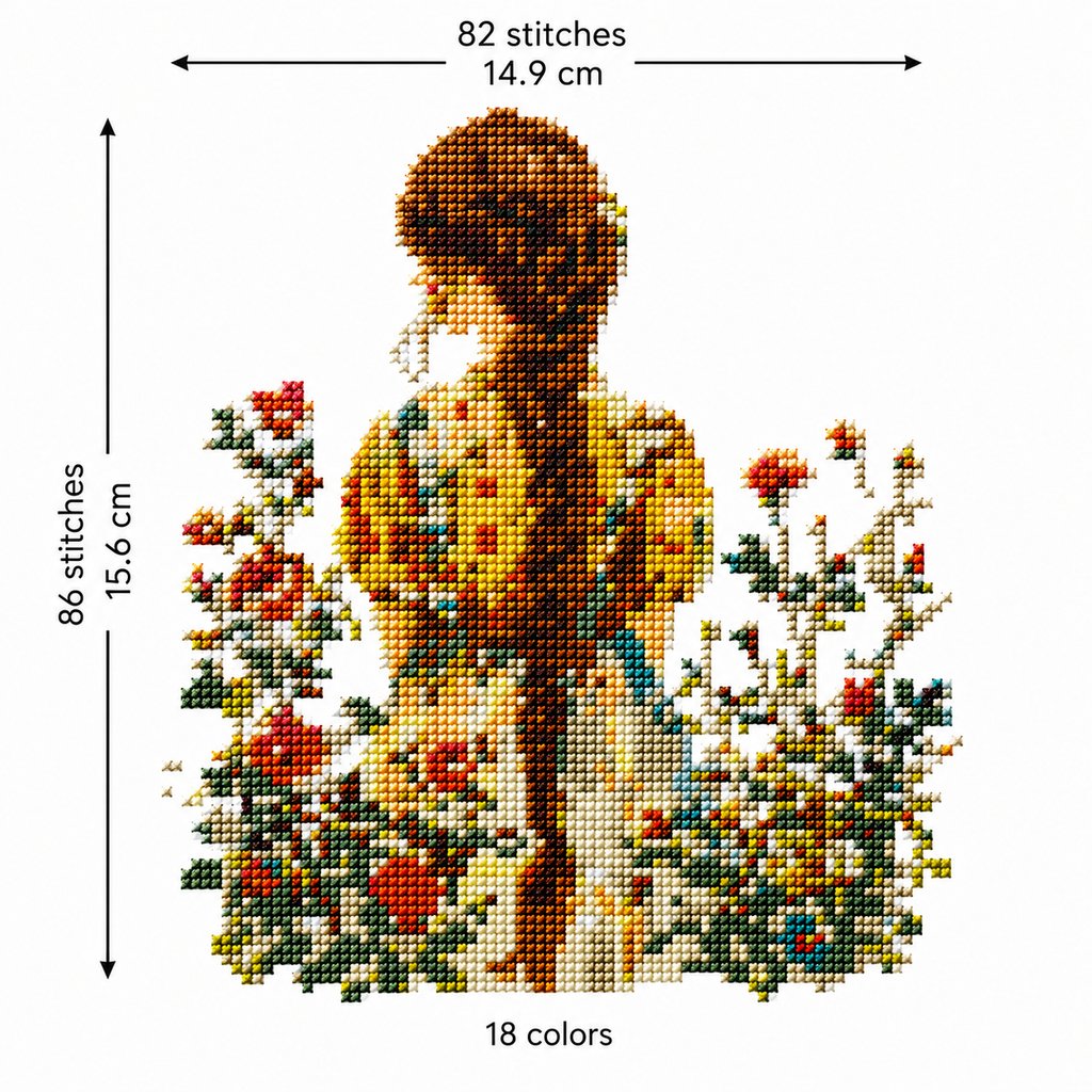 Romantic Flower Girl Cross Stitch Kit