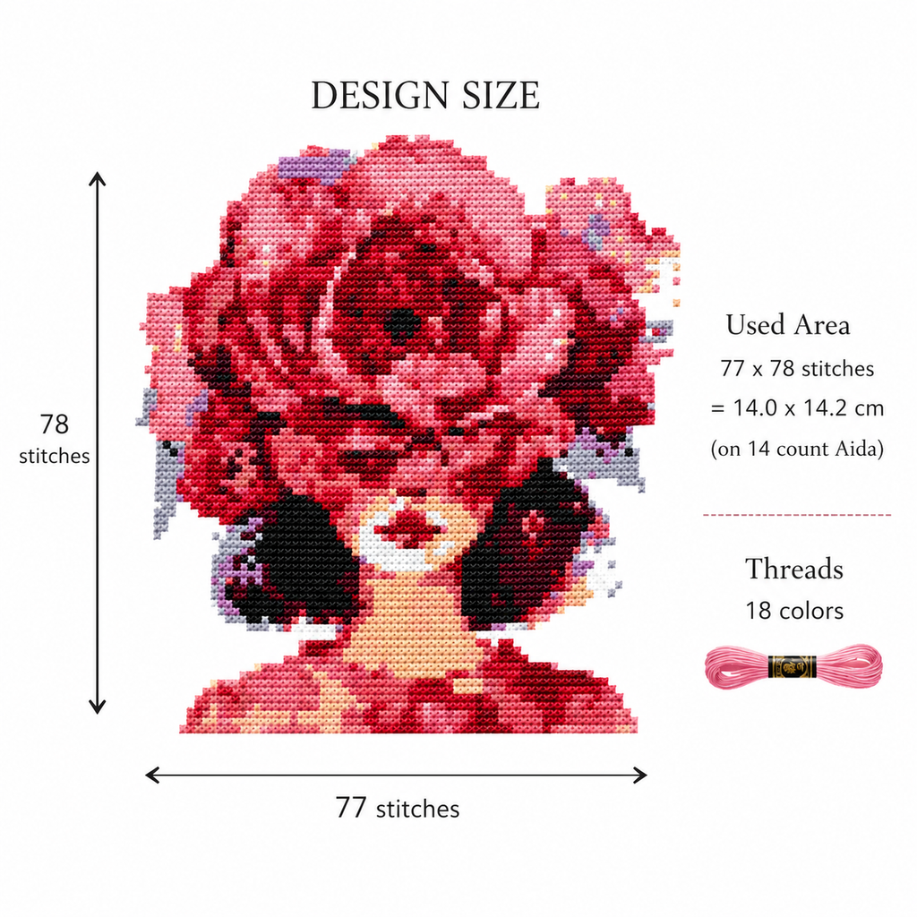 Peony Blossom Lady Cross Stitch Kit