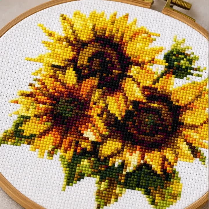 Sunflower Bouquet Cross Stitch Kit – DIY Embroidery Kit