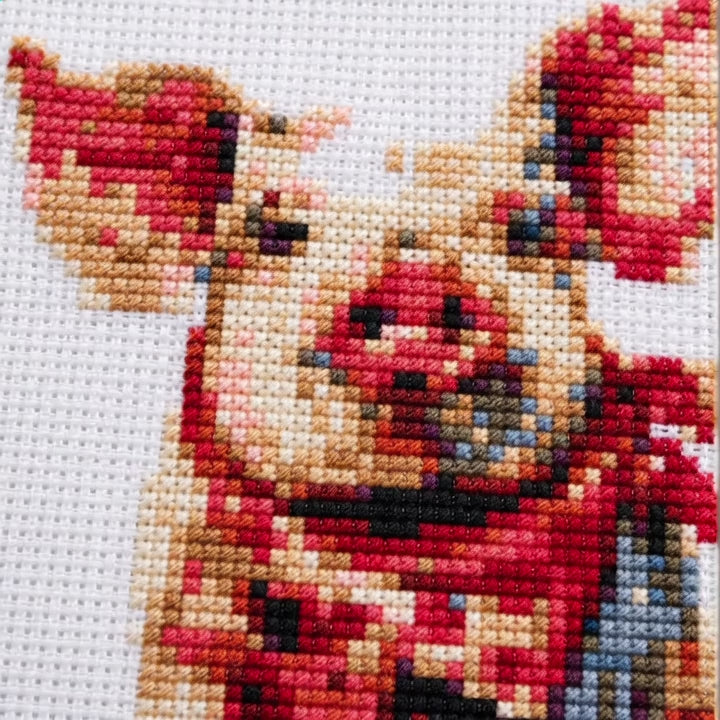 Cross Stitch Kit – Piglet with Red Bandana