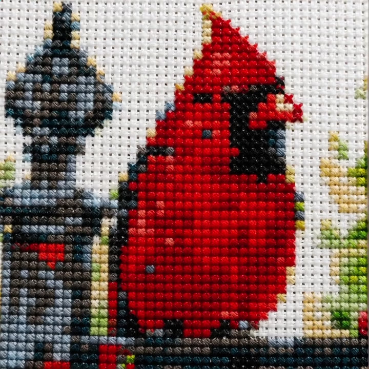 Cross Stitch Kit  – Cardinal at the Garden Gate