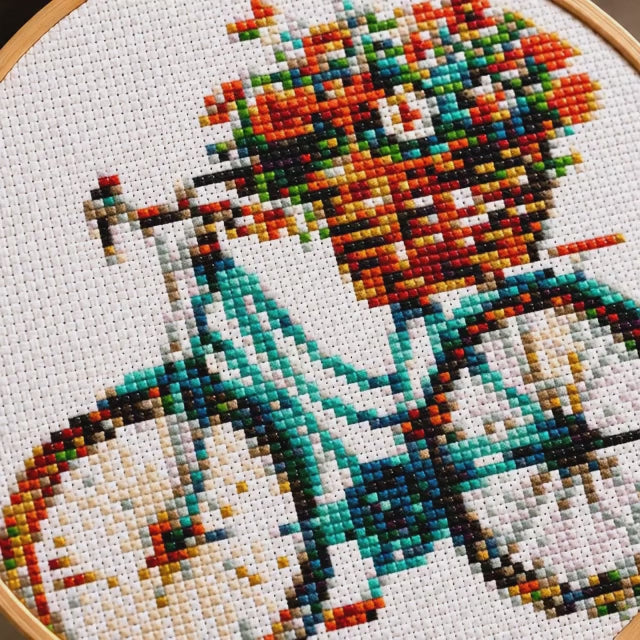 Vintage Floral Bicycle Cross Stitch Kit