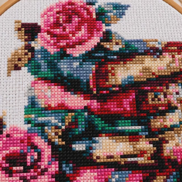 Vintage Books & Roses Cross Stitch Kit