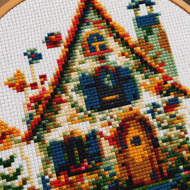 Cottage Cross Stitch Kit with Hoop